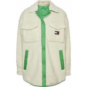 Tommy Jeans Přechodná bunda zelená / bílá