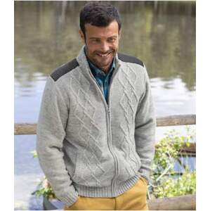 Pletený svetr na zip zateplený fleecem